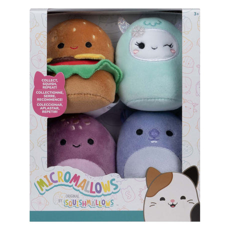 Squishmallows kuschelige Plüsch-Mikromallows – Carl, Yollie, Javari, Tudor, 4er-Pack