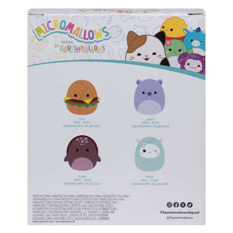 Squishmallows kuschelige Plüsch-Mikromallows – Carl, Yollie, Javari, Tudor, 4er-Pack