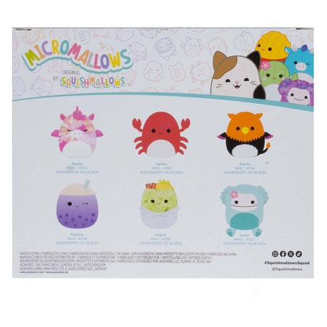 Squishmallows kuschelige Plüsch-Mikromallows – Myrnam Henley, Carlos, Anjara, Joelle, Poplina, 6er-Pack