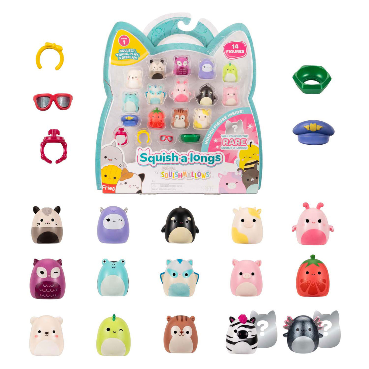 Squishmallows - Squish-A-Longs-Spielfiguren - Stil 2, 14-tlg.
