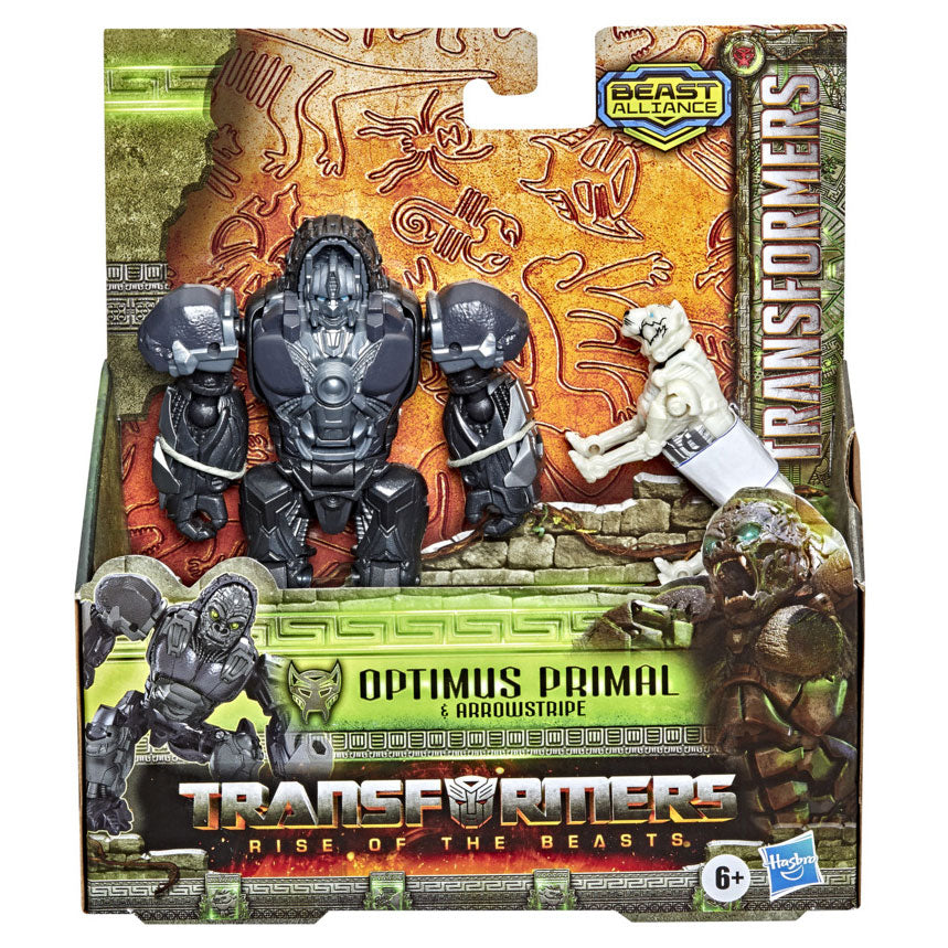 Hasbro -Transformatoren steigen der Bestien Weaponizer Action Figuren Optimus Primal Arrowstripe