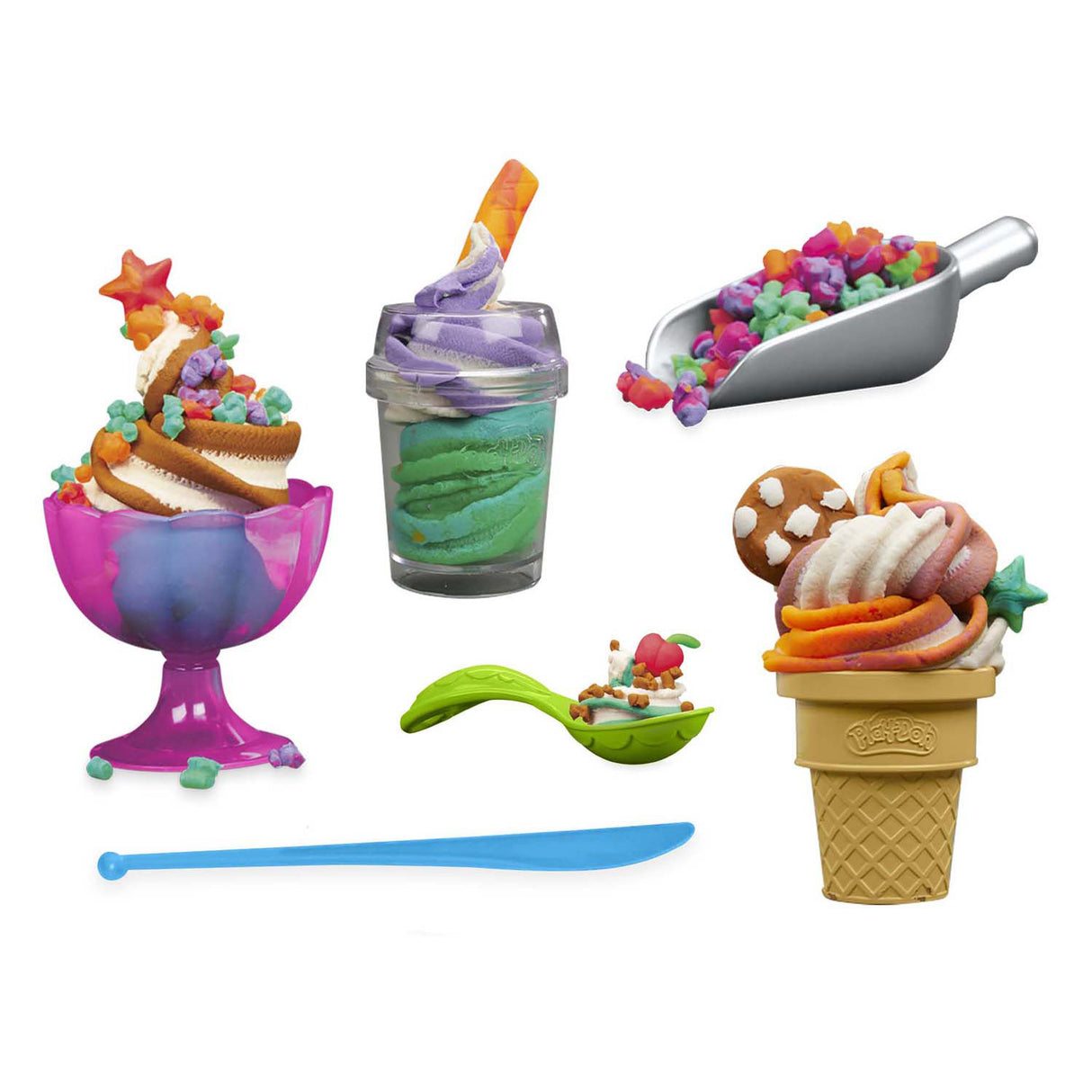 Play-doh Regenbogen-Softeis-Spielset – 5 Tontöpfe