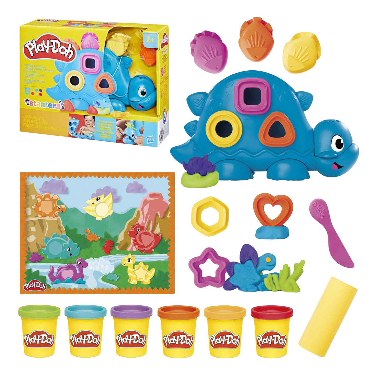 Stehender Play-Doh-Dino in Formen und Farben – 6 Tontöpfe