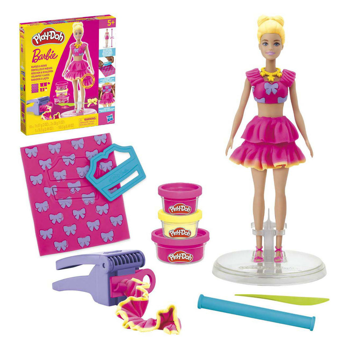 Play-Doh Barbie Rüschen und Schleifen – 3 Tontöpfe