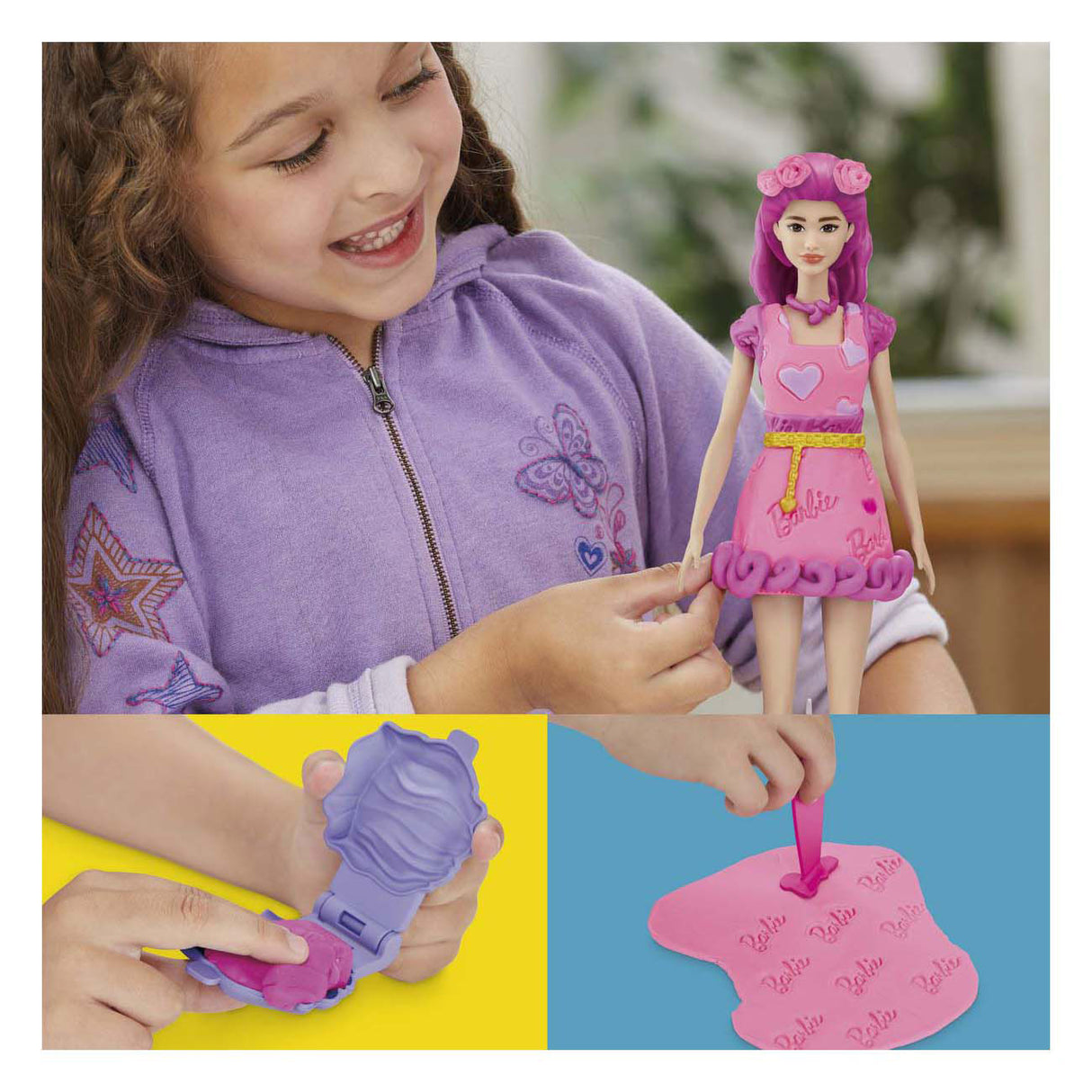 Play-Doh-Set aus Barbie-Puppenherzen und -Haaren – Modelliermasse