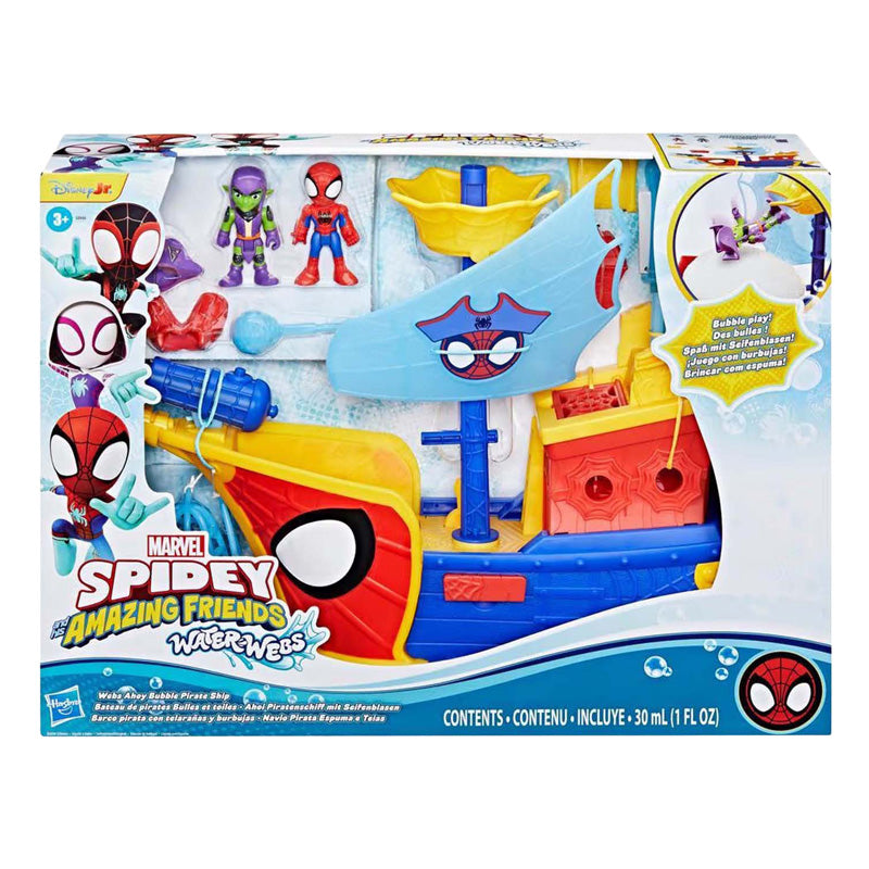 Hasbro spidey water-webs ahoy pirantenschip met bubbels - incl. bellenblaas