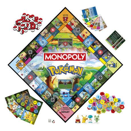 Monopoly édition pokémon, jeu de plateau pour enfants et fans de pokémon, jeux familiaux, à partir de 8 ans