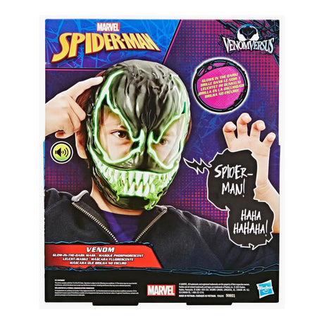Hasbro Spider-Man Venom Superhelden-Spielzeug mit im Dunkeln leuchtender Maske.