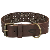 Trixie Hundehalsband Niete rustikal Fettleder dunkelbraun
