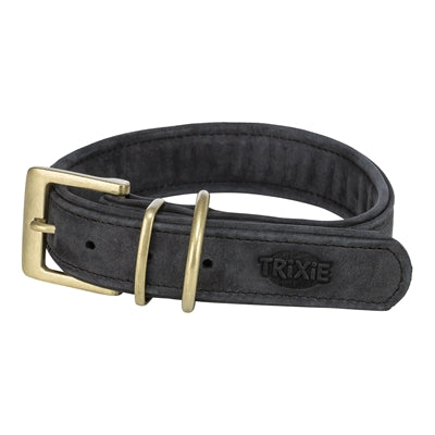 Trixie Hundehalsband reines Leder schwarz