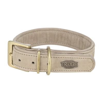 Trixie Hundehalsband reines Leder hellgrau