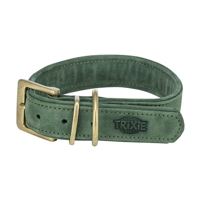 Trixie Hundehalsband aus reinem Leder, Salbeigrün