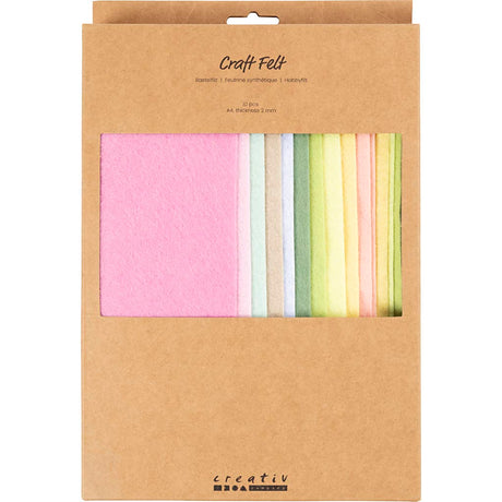 Creativ Company Hobbyfilz, A4, Blatt 210x297 mm, Stärke 2 mm, Pastellfarben, 10 Stück 1 Karton