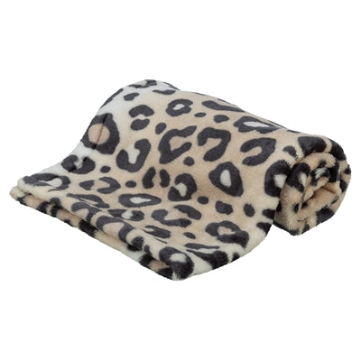 Trixie Hundedecke Leo, weicher Plüsch, cremefarben mit Leopardenmuster