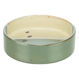 Trixie voerbak drinkbak met pootprint keramiek groen beige