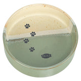 Trixie voerbak drinkbak met pootprint keramiek groen beige