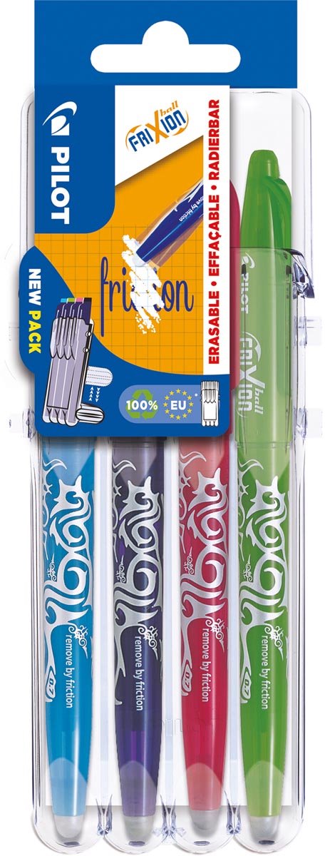Pilot Gelroller Frixion Ball 2 Go | Blister mit 4 Stück in verschiedenen Farben