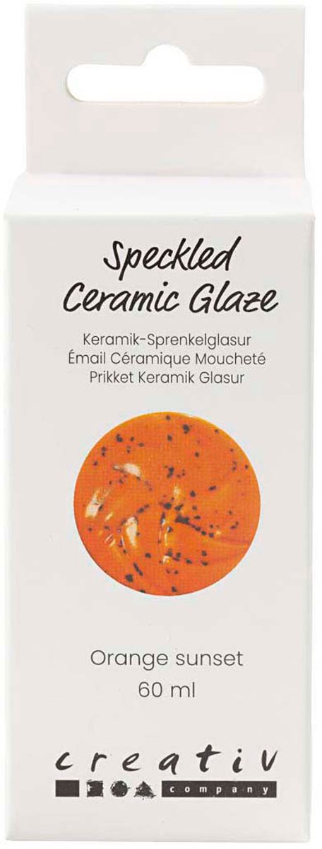 Creativ Company gesprenkelte Keramikglasur 999–1060 C, opak, orangefarbene Sonne – 60 ml