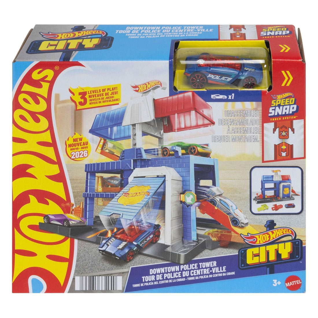 Hot Wheels City Center Police Tower Spielset Spielset – mit Polizeiauto aus Metall