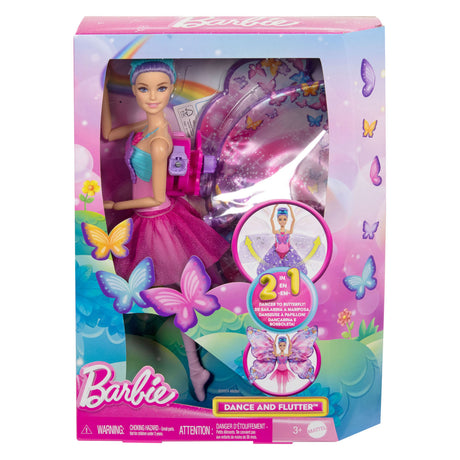 Tanzende und flatternde Barbie-Puppe – magische Schmetterlingsflügel