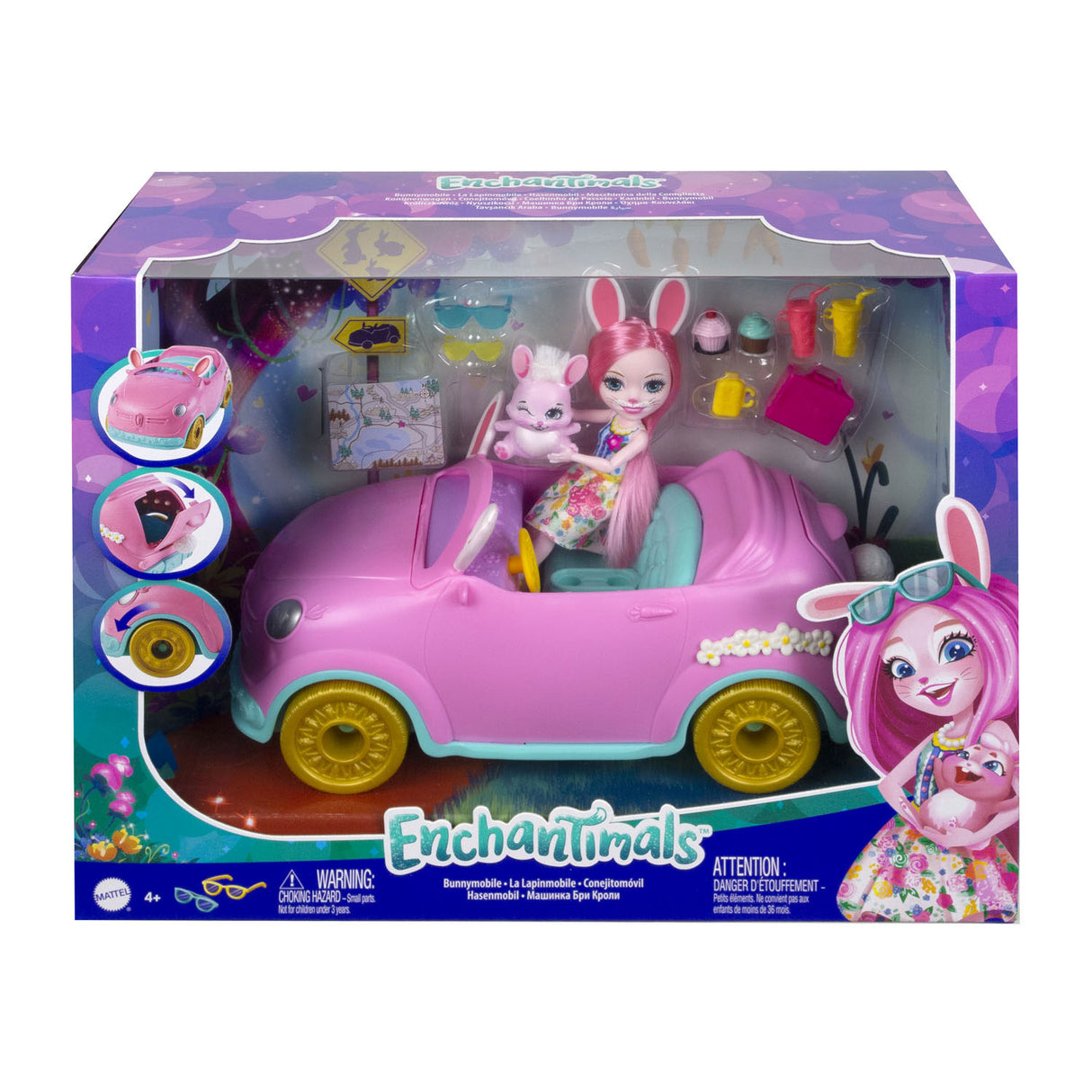 Mattel Enchantimals Kaninchen mit Fahrzeug