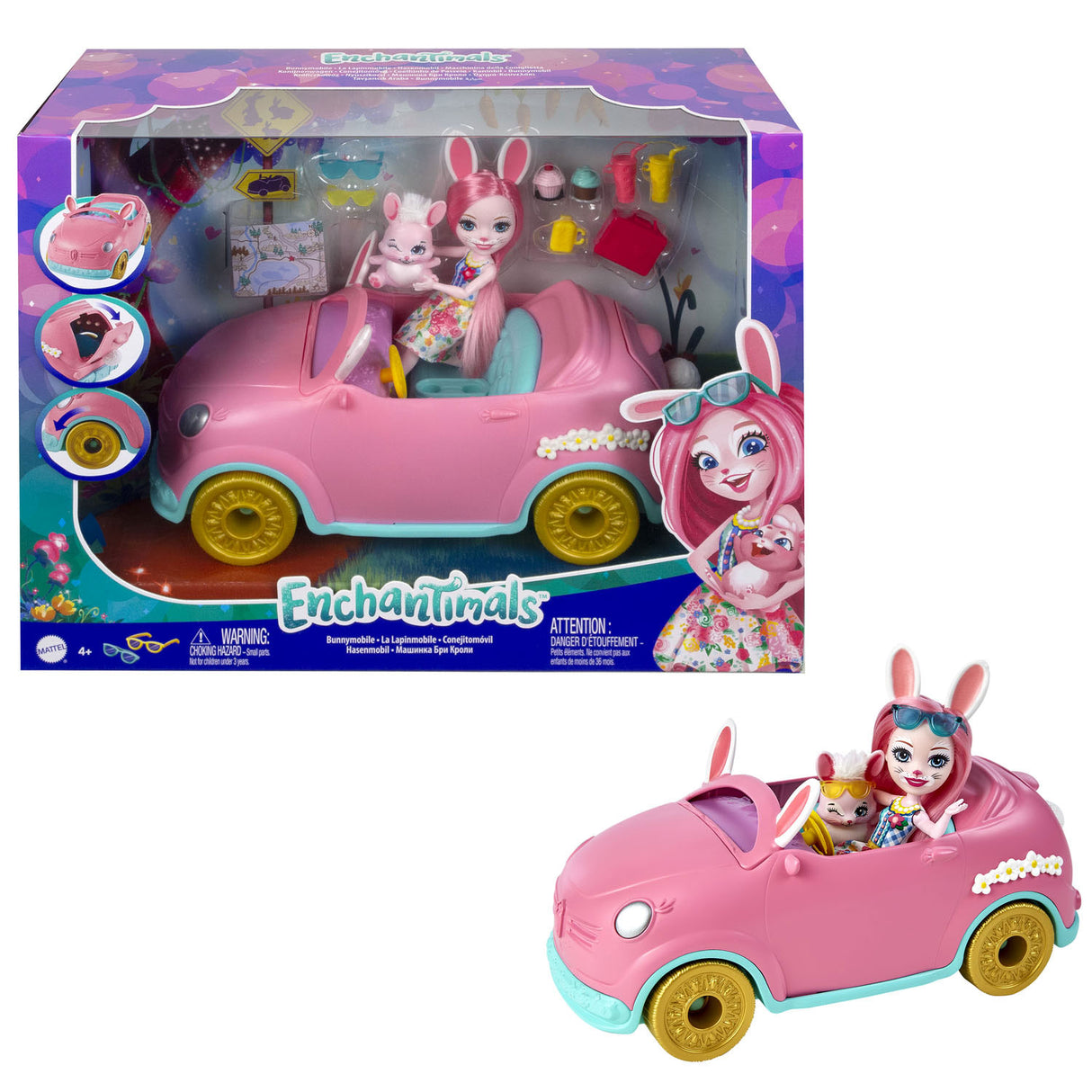 Mattel Enchantimals Rabbit con veicolo