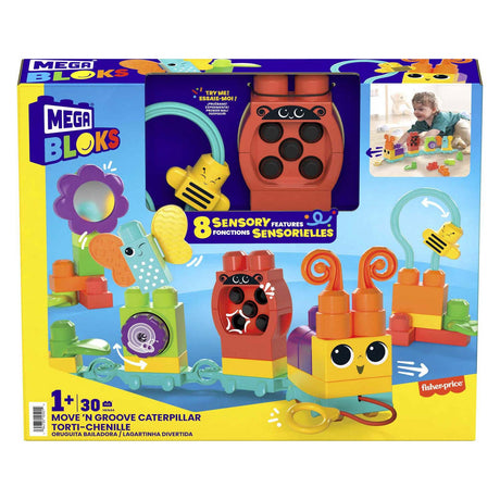 Mattel Mega Bloks Move'n Groove Caterpillar Bauset – 30 Teile.
