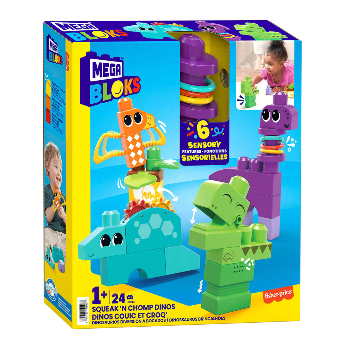 Mega Bloks Squeak N Chomps Set Construction Set, 24dlg.