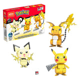 Pokémon Mega Construx Pokemon Construction Set Build and Show Pikachu Evolution Trio