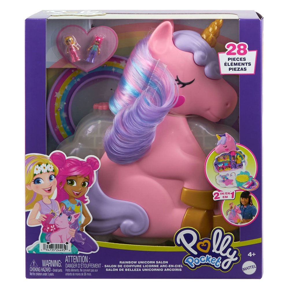 Mattel Polly Pocket Salon des Regenboog Unicorn Play Set