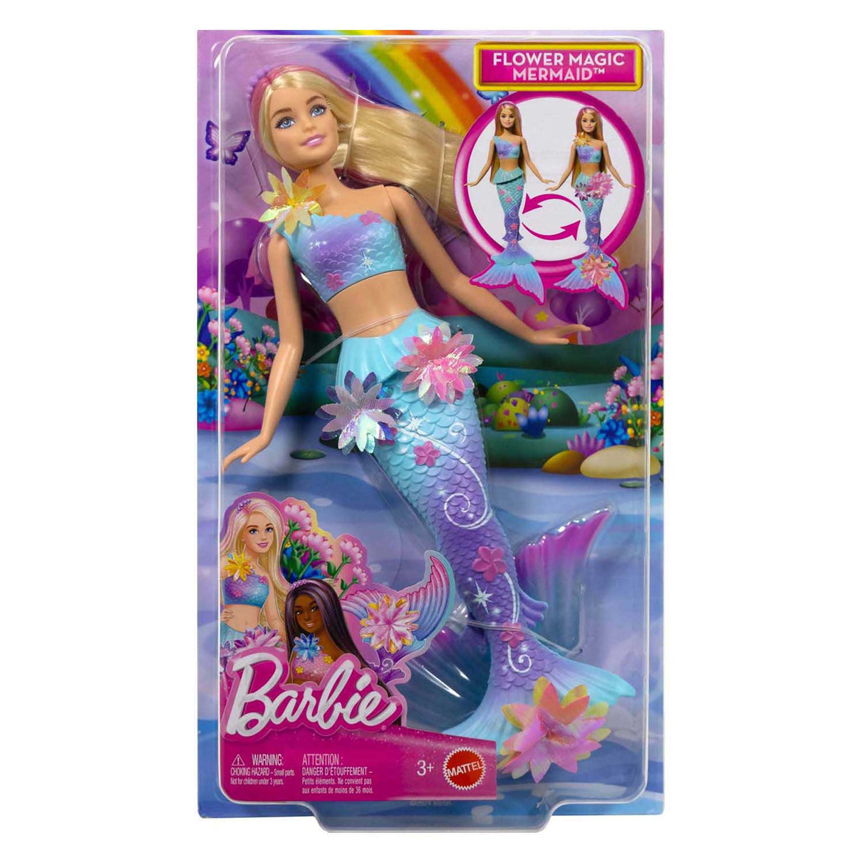 Barbie Meerjungfrau mit magischen Blumen blau