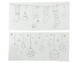 Decoris raamdecoratie kerstsokken kerstballen pvc wit 23x49cm