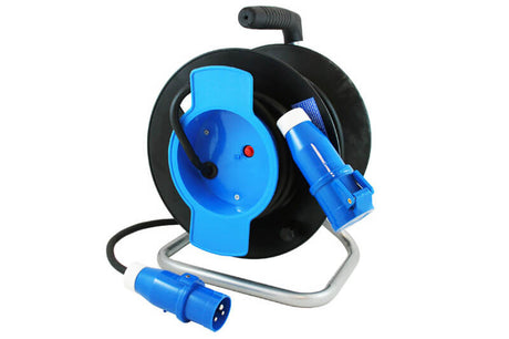 Kabeltrommel mit 50 Metern Neoprenkabel 3x 1,5mm² - CEE-Stecker und CEE-Steckdose