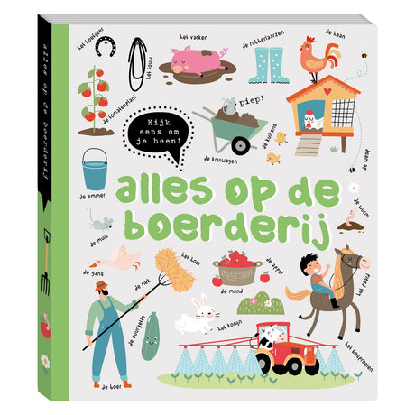 Schauen Sie sich in Ihrem Pappbuch um – alles auf dem Bauernhof