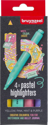 Bruynzeel Textmarker-Set Pastell 4 Farben