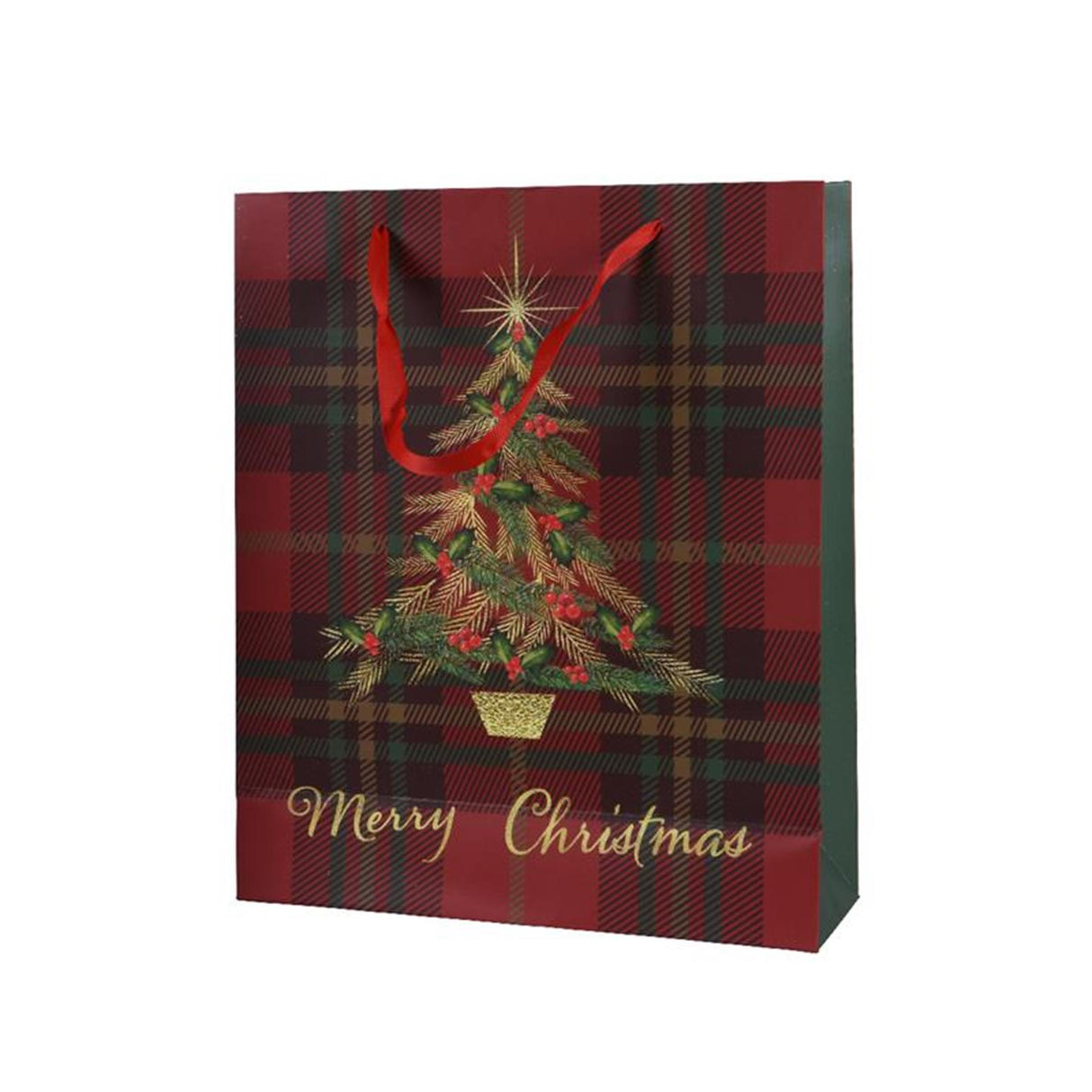 Decoris Geschenktüte Weihnachtsbaum rot 8x18x24cm
