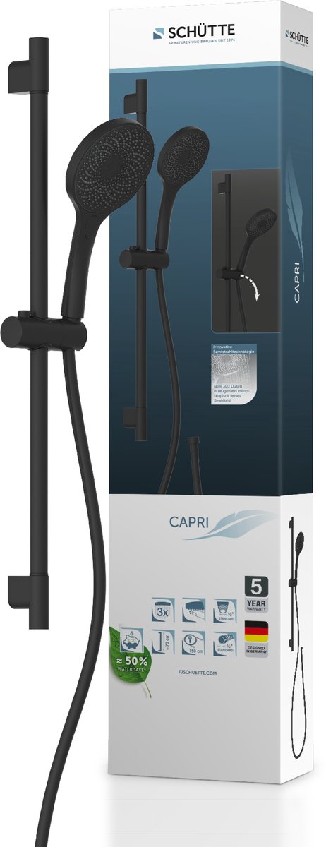 Schütte Capri Duschset | 3 Funktionen | mattschwarz - 64996
