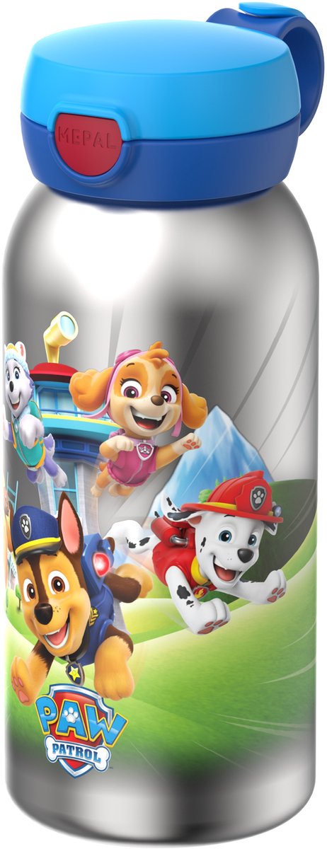 Mepal rvs drinkfles met flipdop campus - 600 ml - waterfles rvs - lekdicht - hygiënische deksel - paw patrol pups
