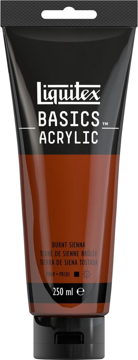 Liquitex 88700214 Basics Acrylfarbe gebrannte Siena – 250 ml | Künstler-Acrylfarbe | mittlere Viskosität | lichtechte Farbe zum Bemalen von Leinwand