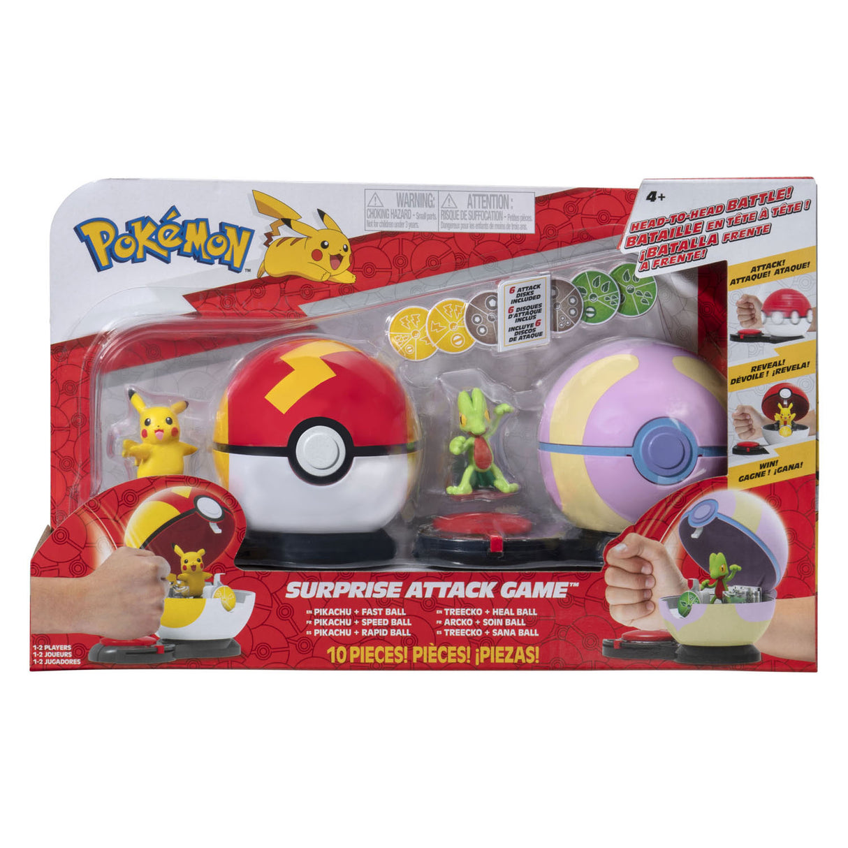 Boti Surprise Attack Game Speelset Pikachu Fast Ball Vs Treecko Heal Ball