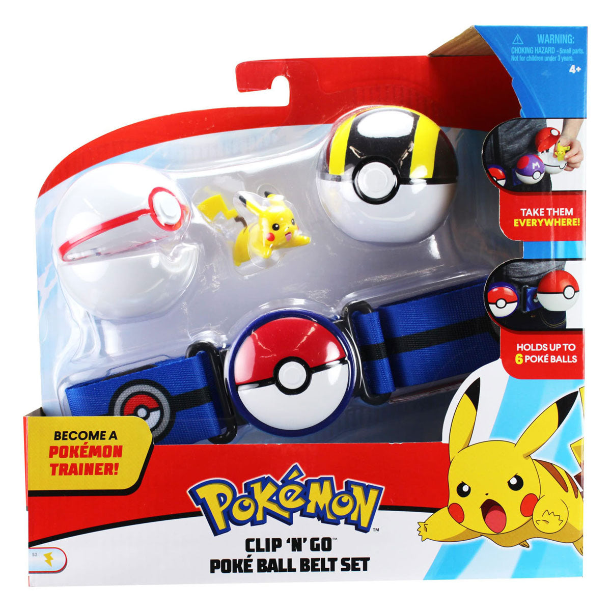 Boti Clip 'N' Go Poke Ball met Blauw Riem Speelset, 4dlg.