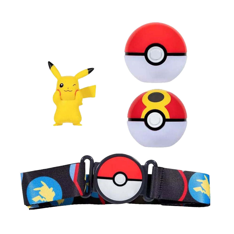 Boti pokémon clip 'n' go poke ball met blauw riem speelset, 4dlg.