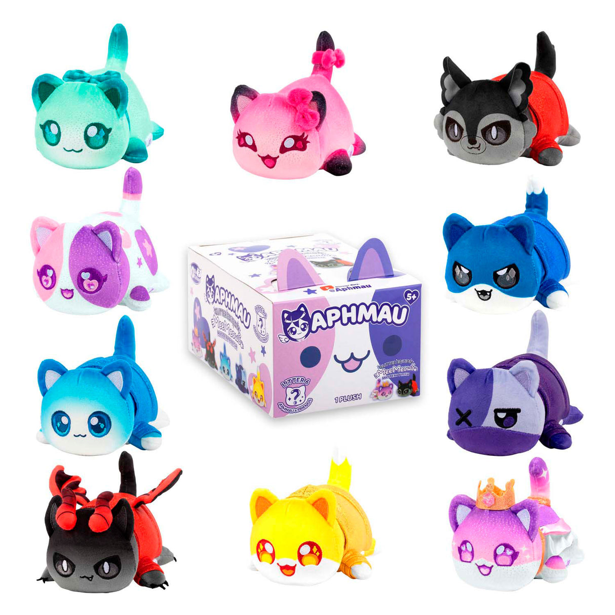 Boti Aphmau Friends 6 presenečenje meemeows Hug Pluche, 15 cm