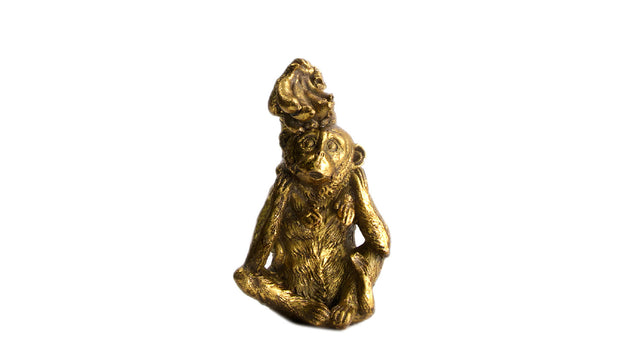 Monkey polyresin 9x7x8.5cm gold