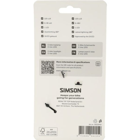 Simson koplamp aurora e-line 120s - e-bike (ebike)