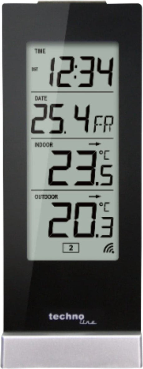 Technoline weerstation - ws 9767 - 64x165x45mm - hoogglans zwart zilver - met 1 buitensensor 30m - tl-ws9767
