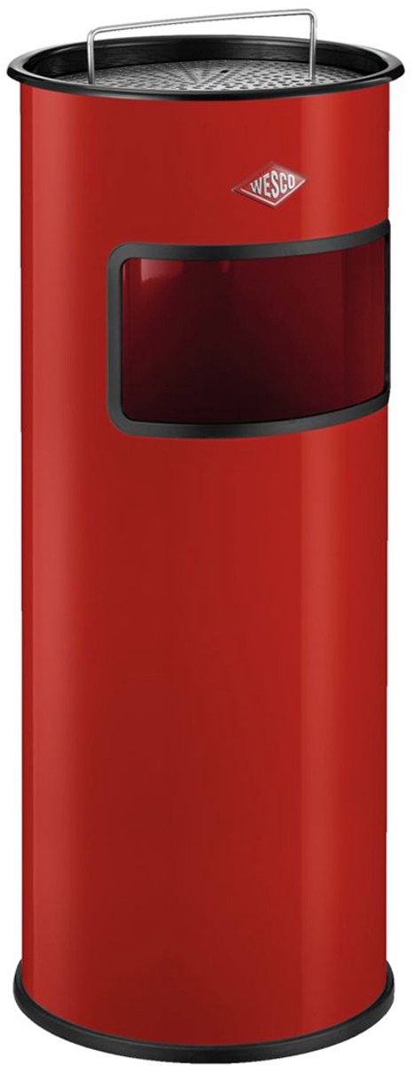 Wesco Standaschenbecher mit Sieb ohne Einsatz | 30 Liter | Metall - rot | Abfallbehälter mit Aschenbecher stehend - Made in Germany
