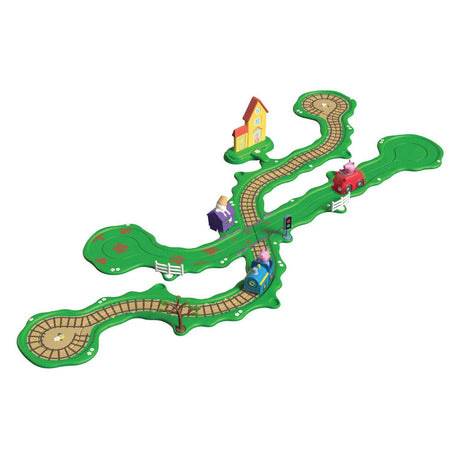 Gear2play Peppa Pig Whiz Around – Spielset „Peppas Ringstraße durch die Stadt“ – Modulare Strecke für herumflitzende Fahrzeuge – interaktiv mit Musik und Sound