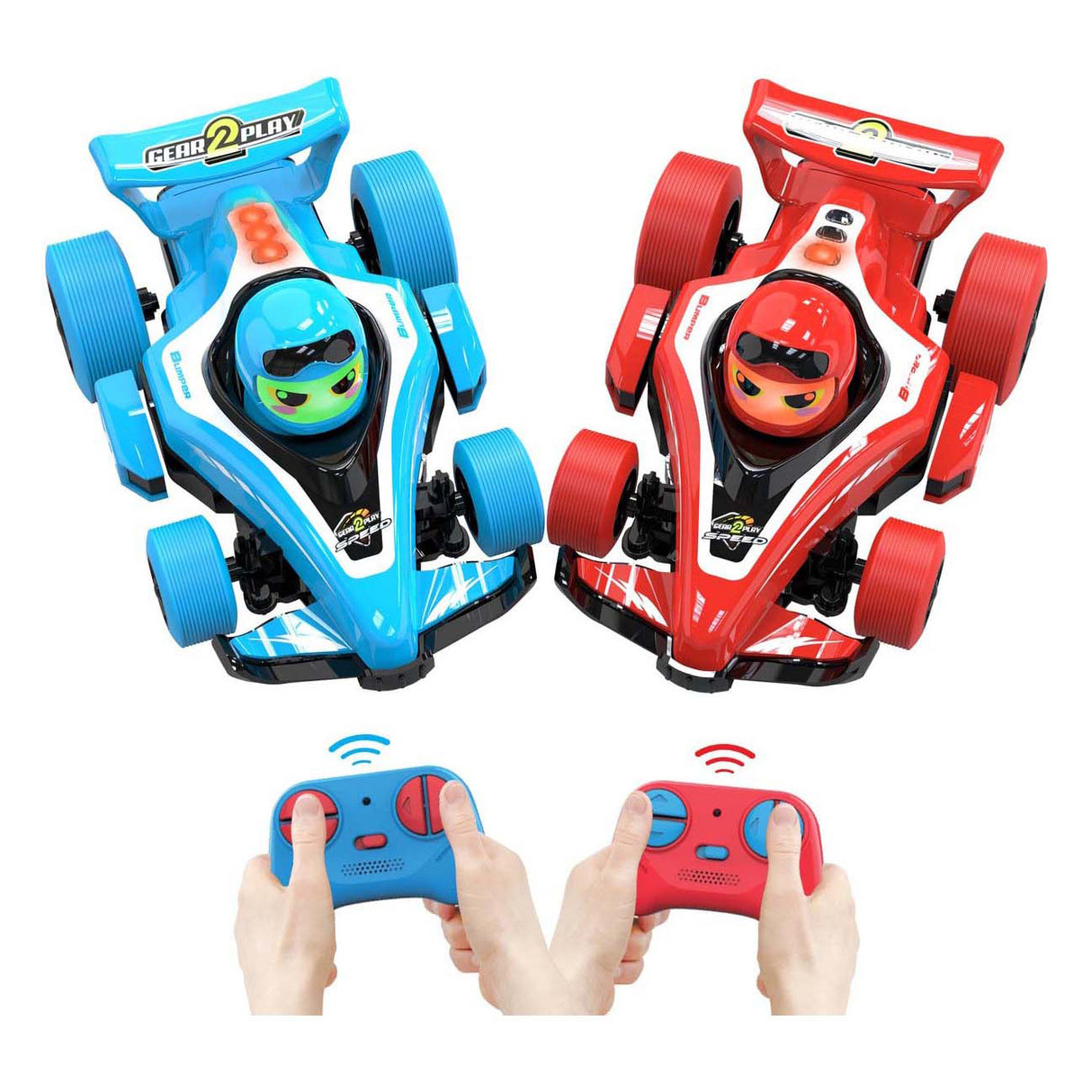 Gear2play RC Neon Bumper Cars Pro Duo Set – RC Formel 1 Battle Cars – Nehmen Sie an einem Crash-Duell teil!