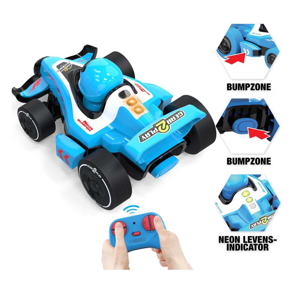 Gear2play RC Neon Bumper Cars Pro Duo Set – RC Formel 1 Battle Cars – Nehmen Sie an einem Crash-Duell teil!
